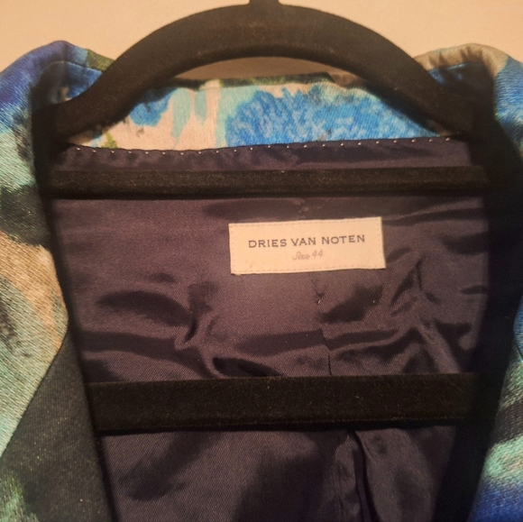 Dries Van Noten Blue 'Bowy Floral Print'  Women's Twill Blazer Size 44 - Picture 11 of 13